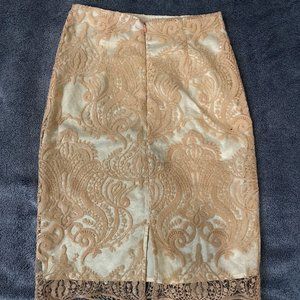 Peach Pencil Double Lined Fine Detail Skirt